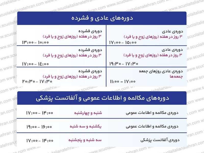Italian Courses Types Tehran Italian School
